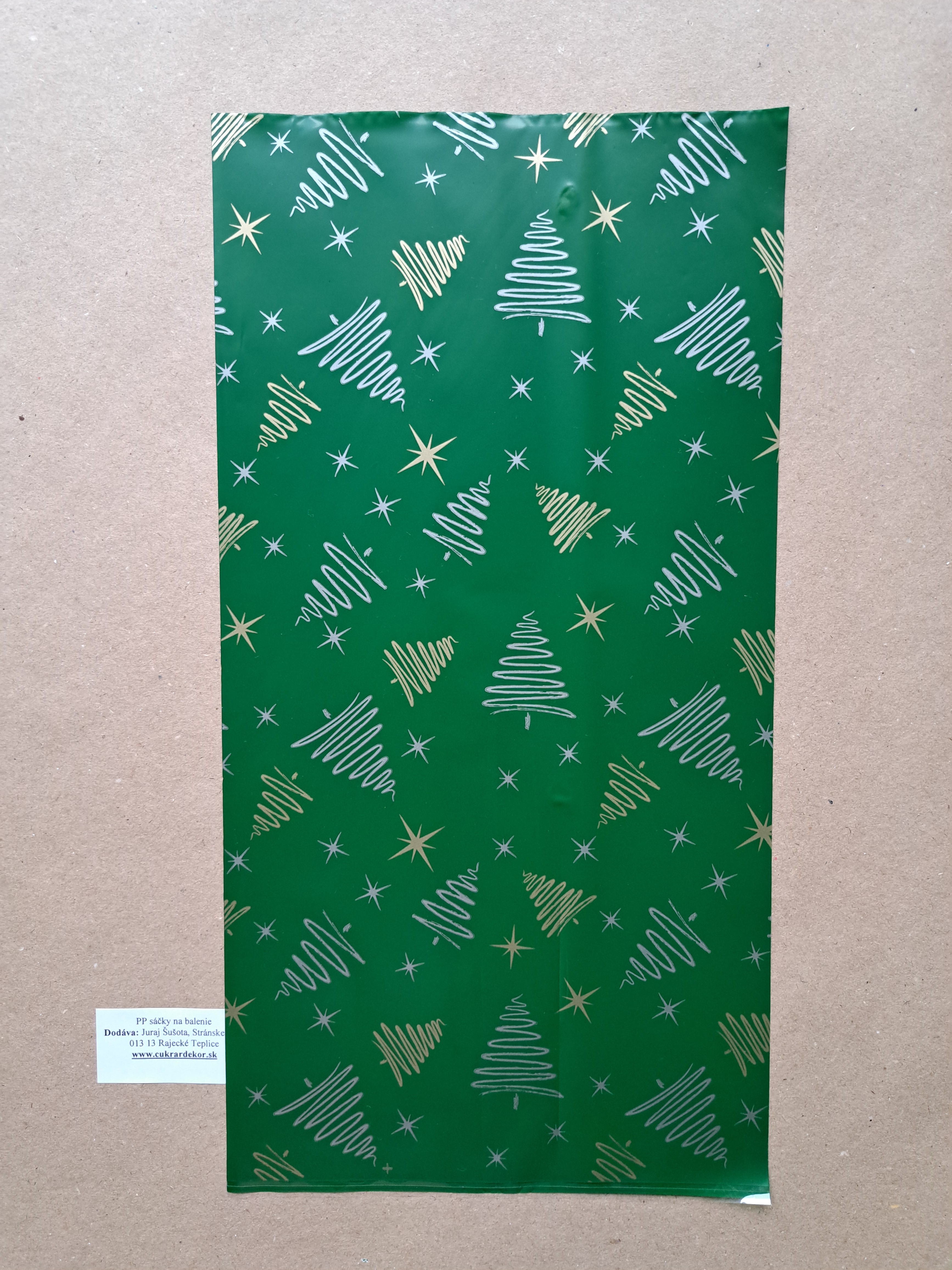 Sáčky na balenie 18x35cm zelené so stromčekmi 10 ks 