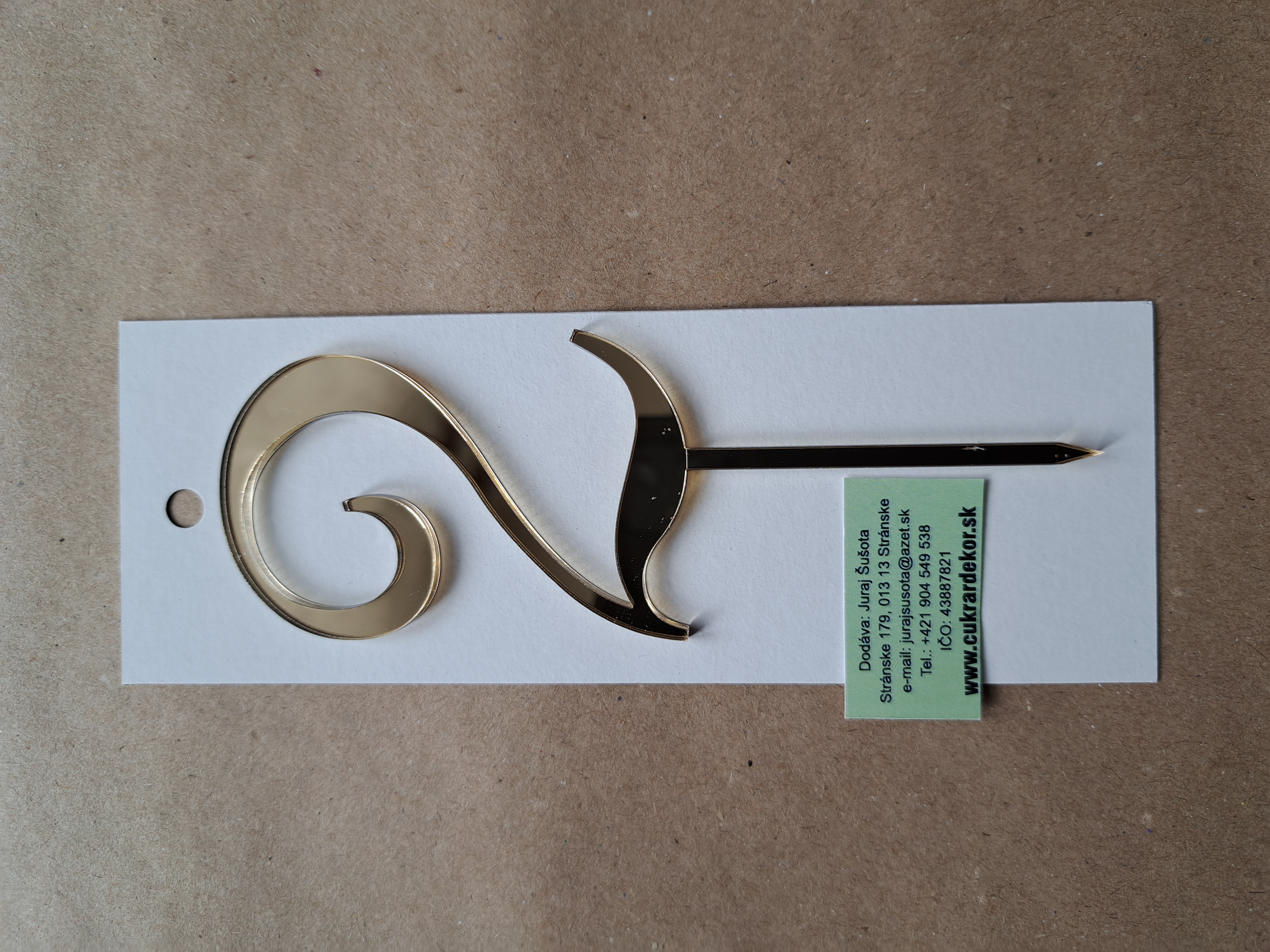 Zápich akrylový zlatý Číslo "2" 7 cm