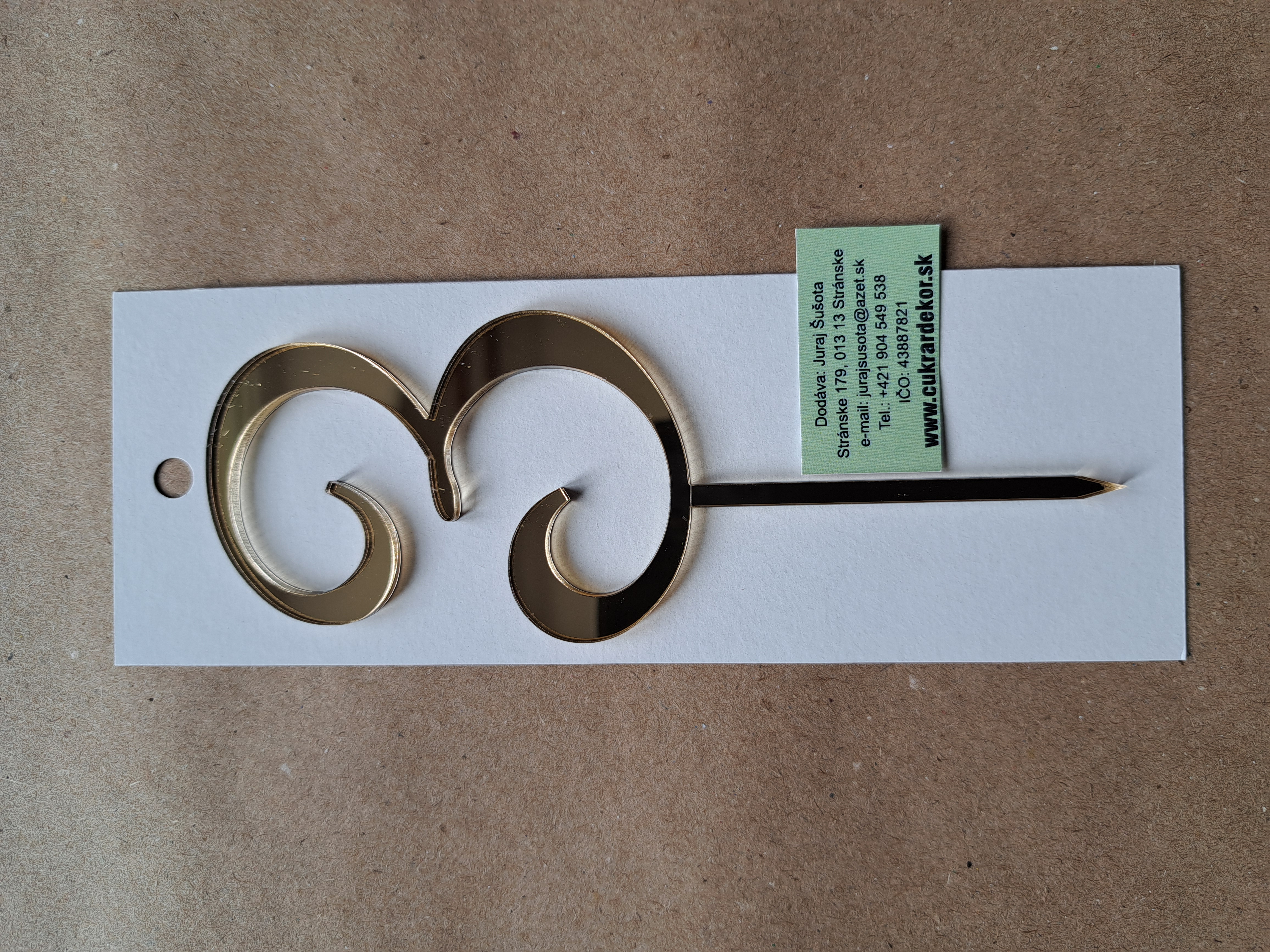 Zápich akrylový zlatý Číslo "3" 7 cm