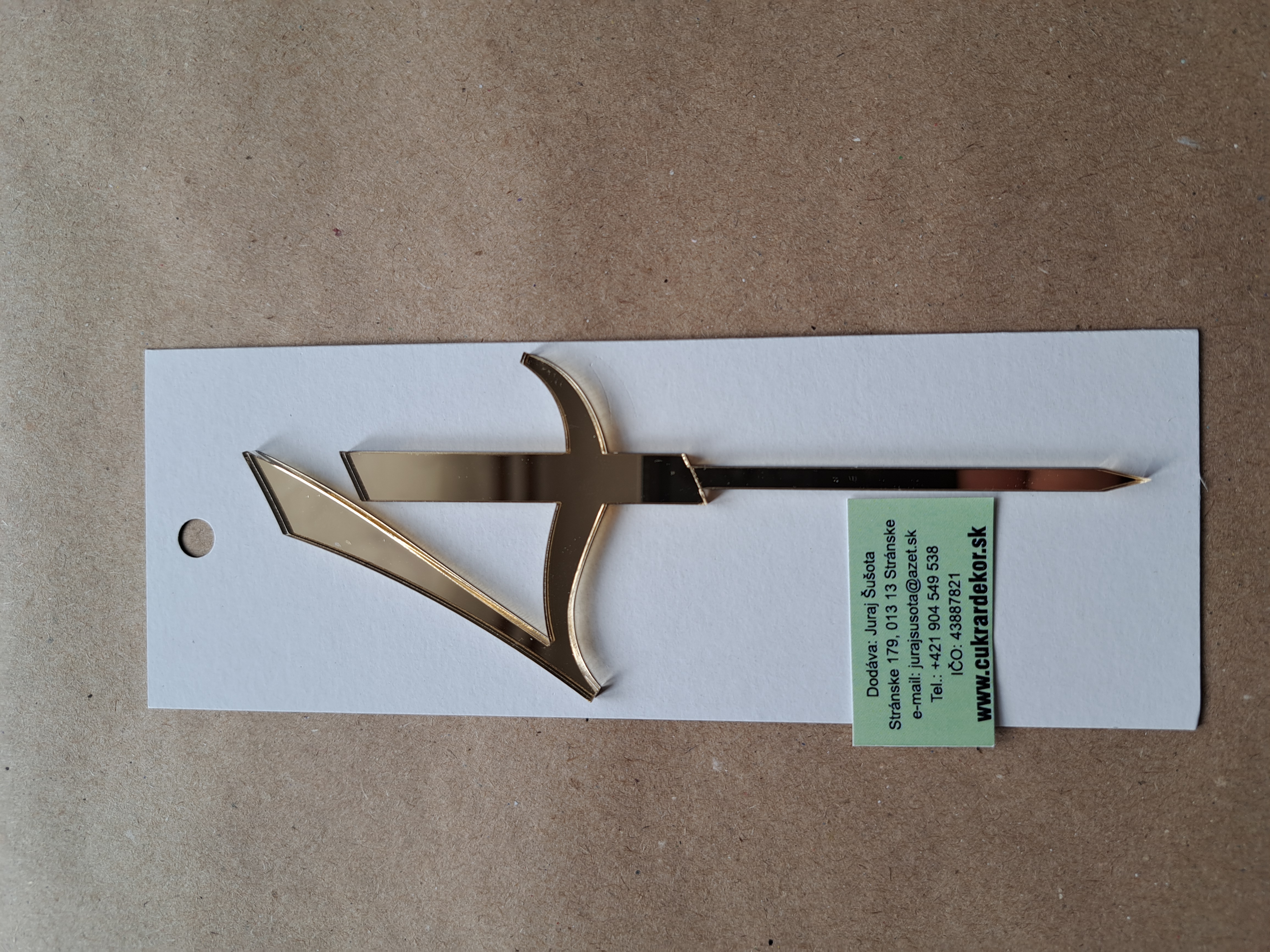 Zápich akrylový zlatý Číslo "4" 7 cm