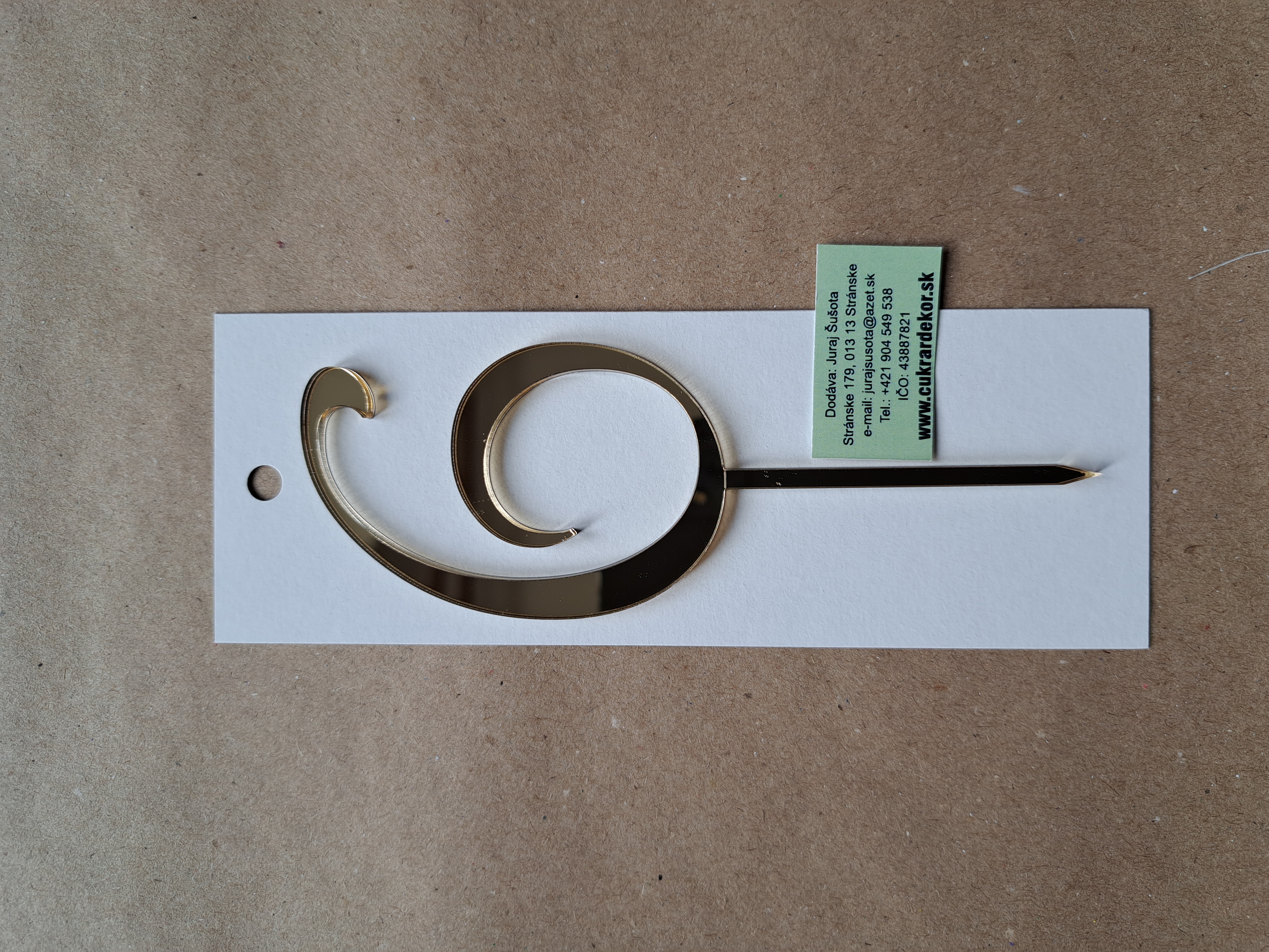 Zápich akrylový zlatý Číslo "6" 7 cm