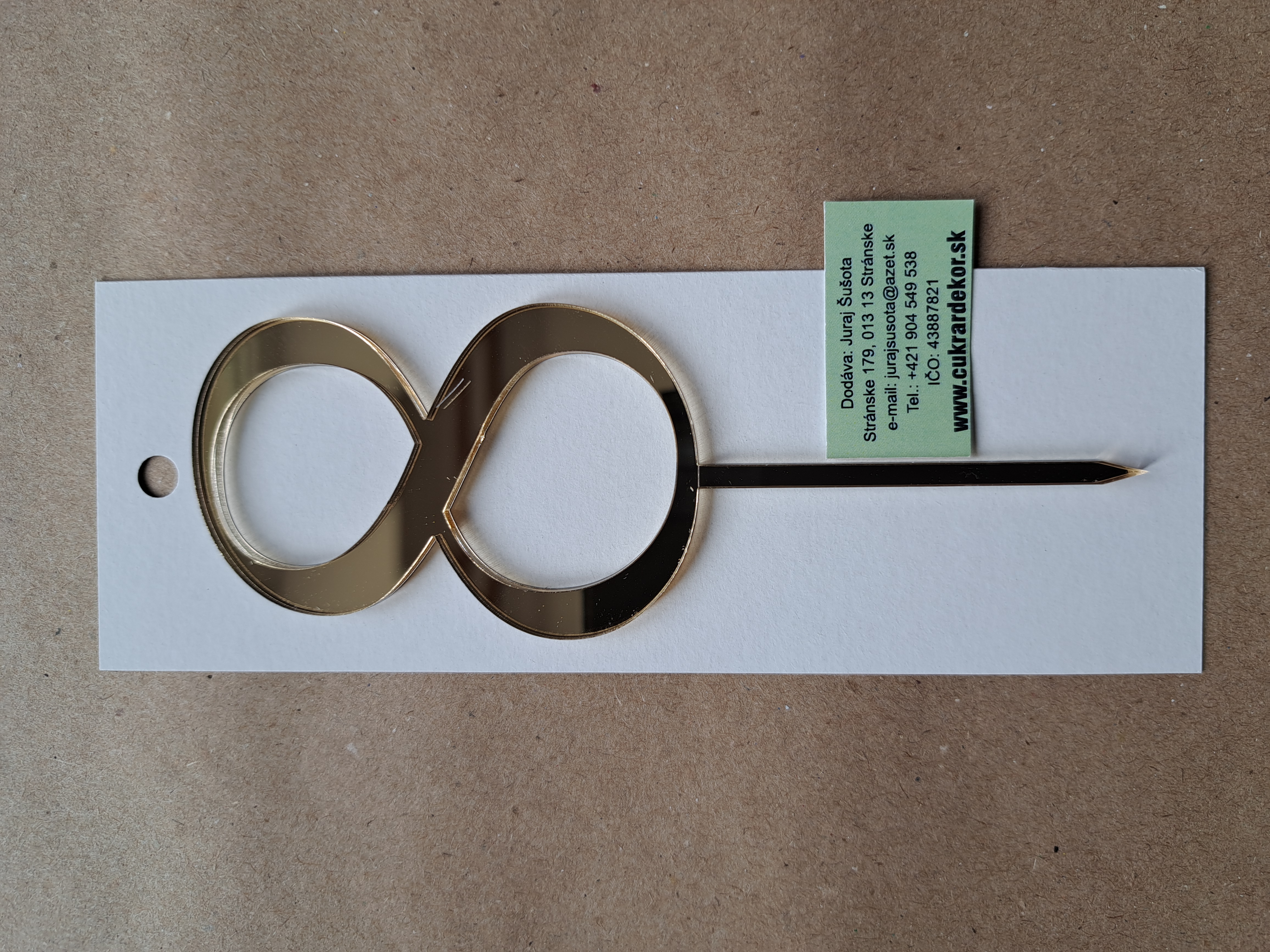 Zápich akrylový zlatý Číslo "8" 7 cm