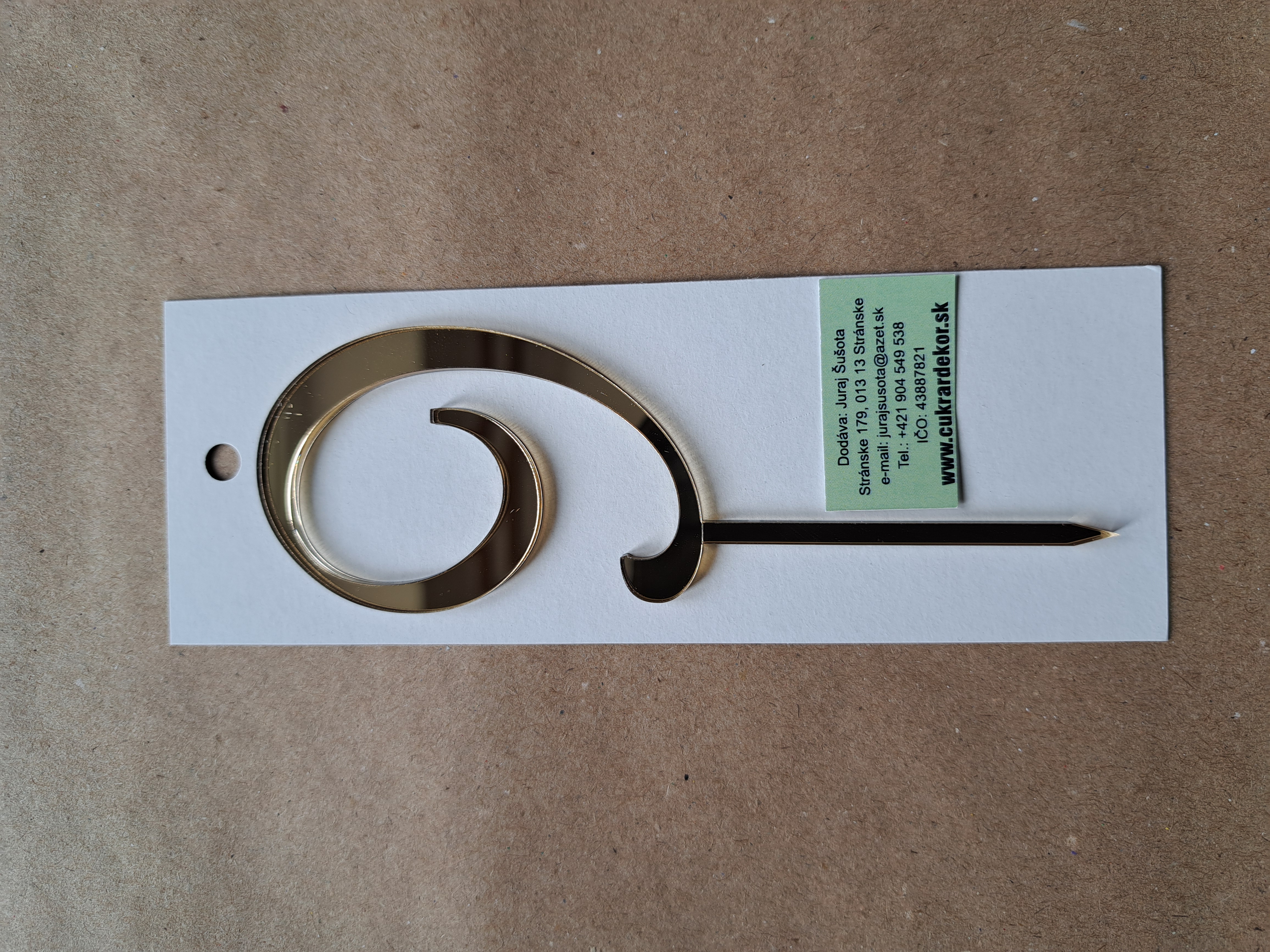 Zápich akrylový zlatý Číslo "9" 7 cm