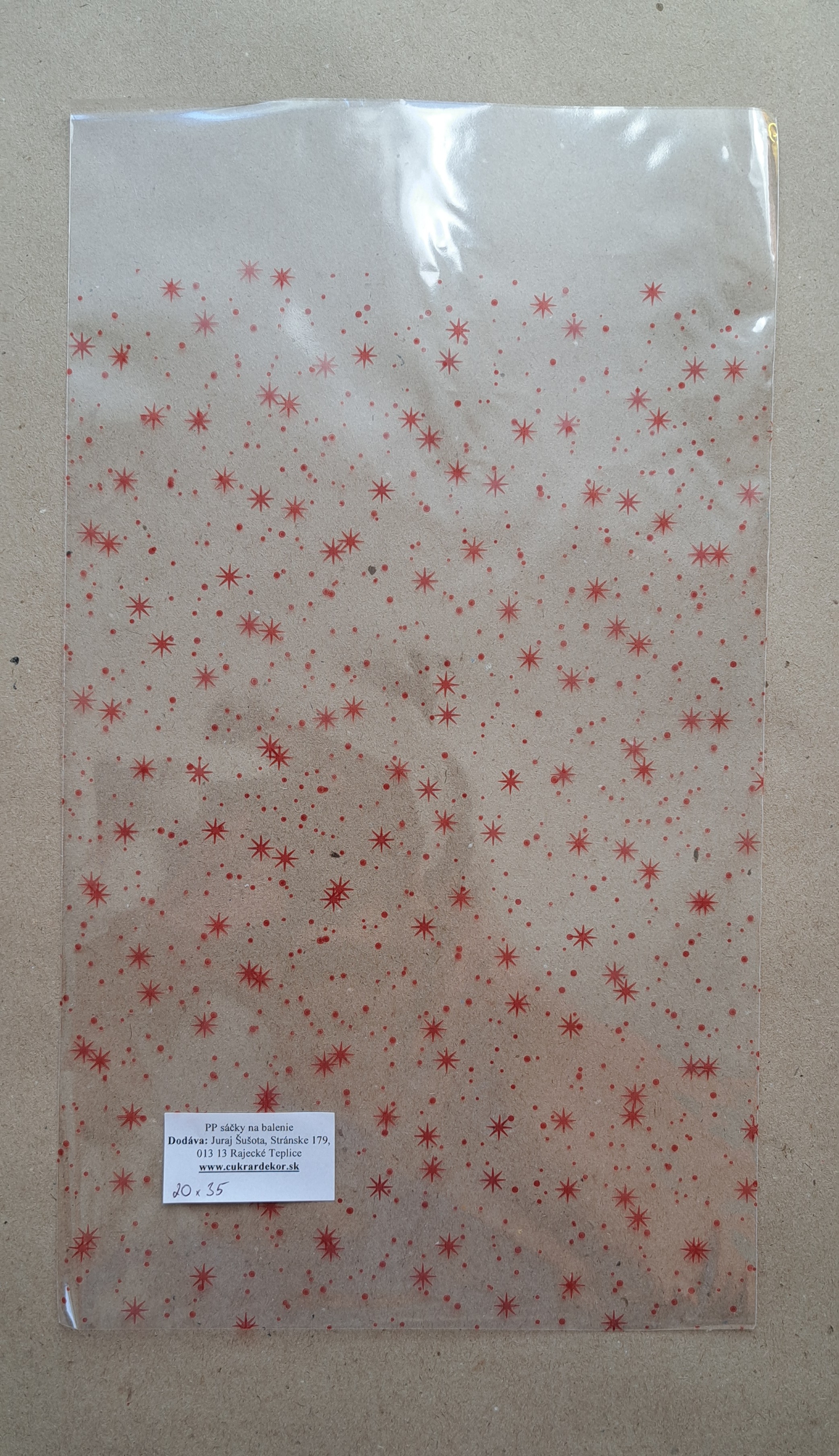 Sáčky na balenie 20x35cm hviezdy červené 10 ks 